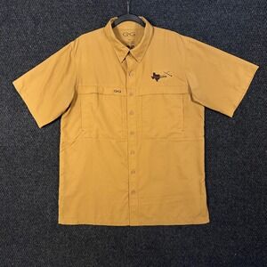 GameGuard Fishing Shirt Mens L Tan Outdoors BlueLinx Texas Short Sleeve UPF